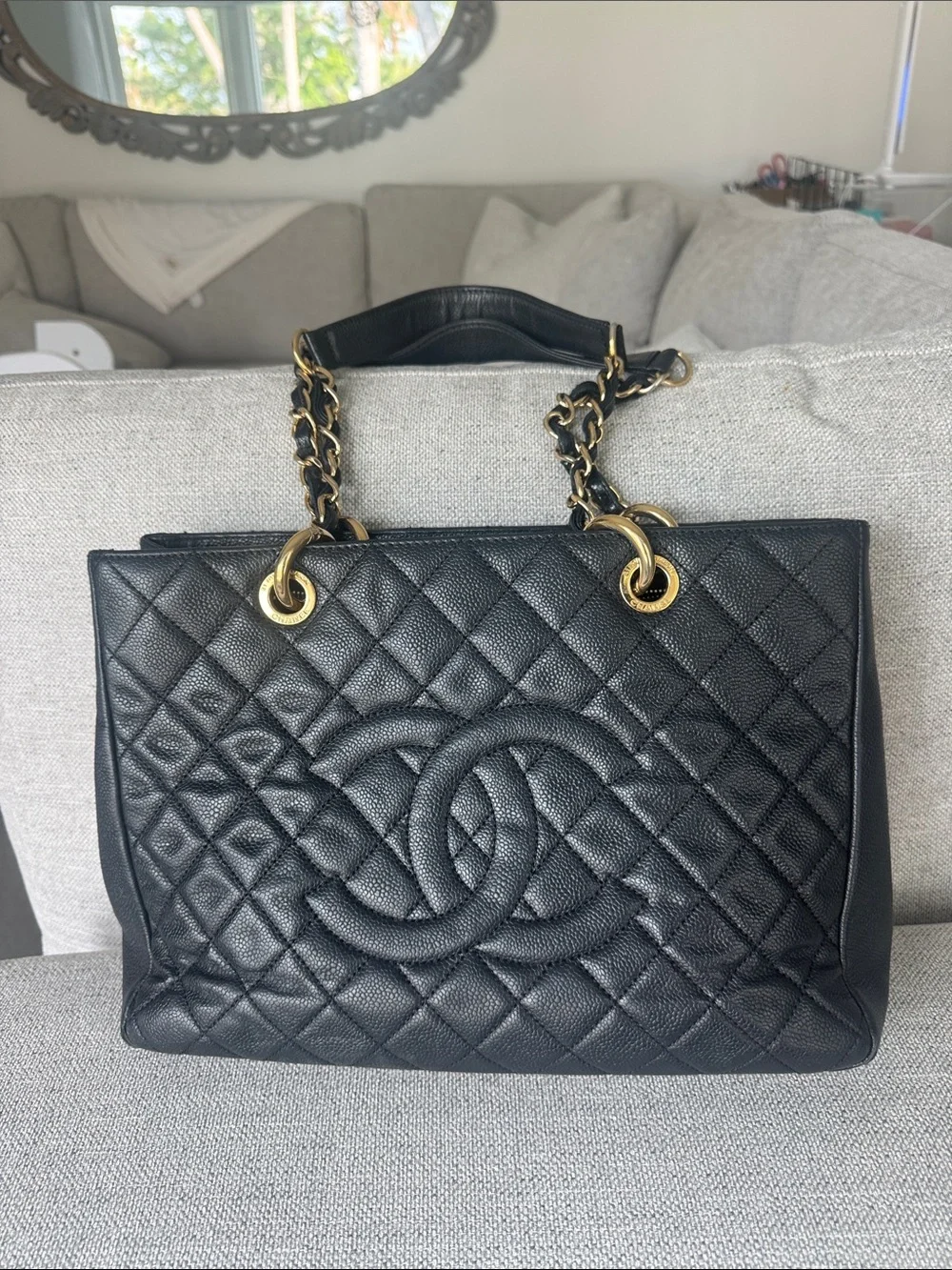 CHANEL Black Quilted Leather Shoulder Tote with Gold Hardware - Picture 2 of 11